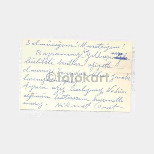 1975 Ressam Hikmet Onat - El Yazısı Tebrik Notu