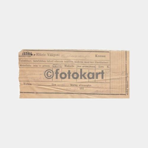 1937 Elaziz -Elazığ Vergi İlmühaberi