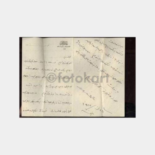 1927 Eski Türkçe Antetli Kağıt Mektup