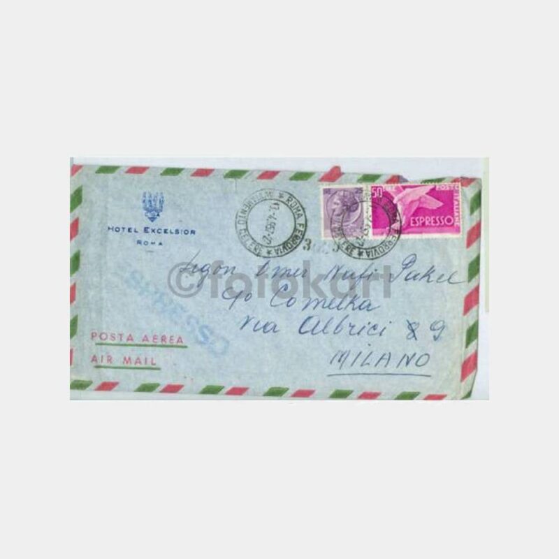 1959 İtalya Ekspres Pullu Damgalı Mektup