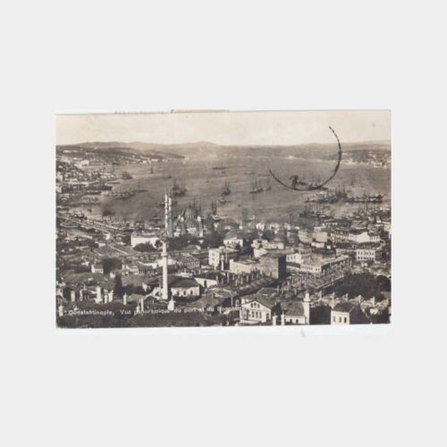 1930 İstanbul Panorama Liman -Uşak Damgalı- Kartpostal