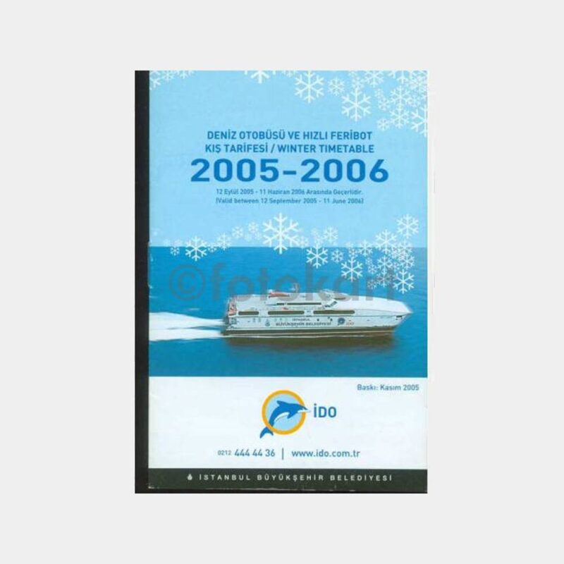 İDO Vapurları Tarifesi, 2005-2006