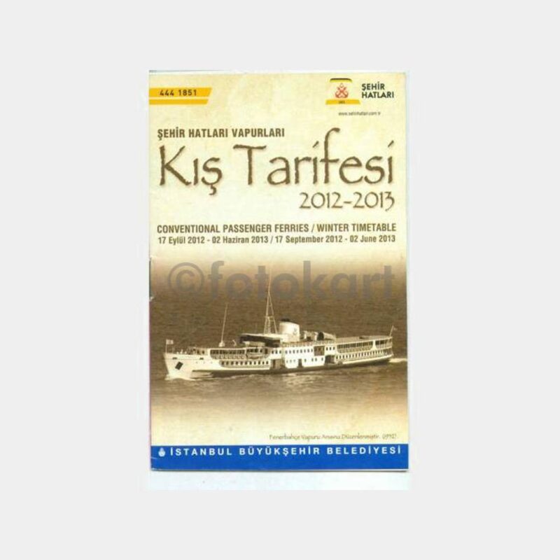 2012 Şehir Hatları Vapur Tarifesi