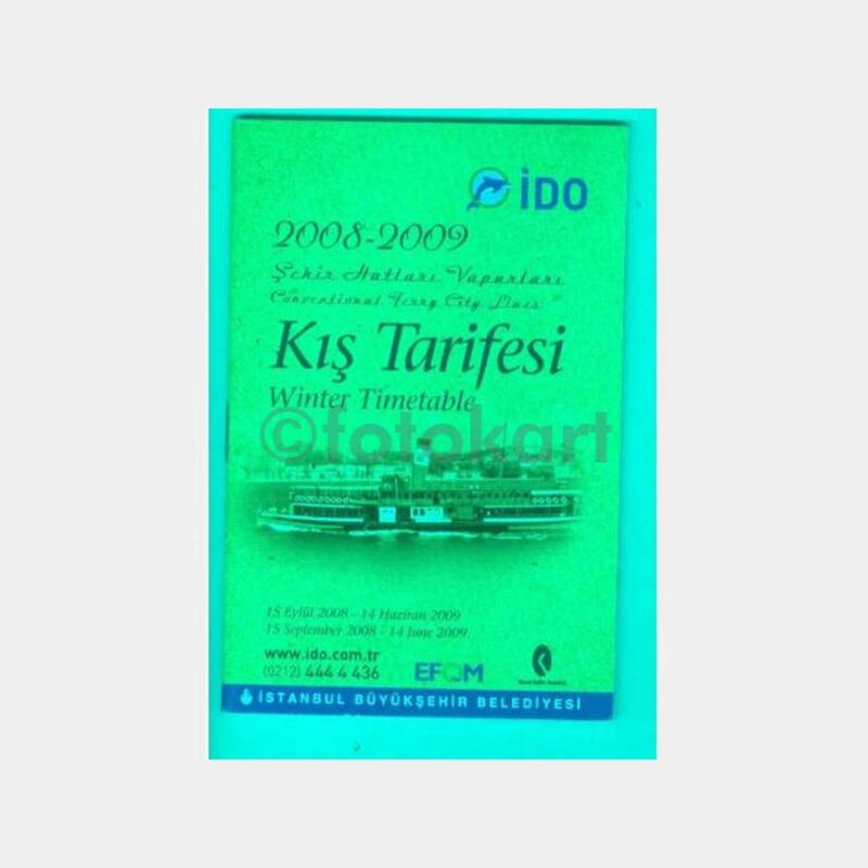 2008 Şehir Hatları Kış Vapur Tarifesi