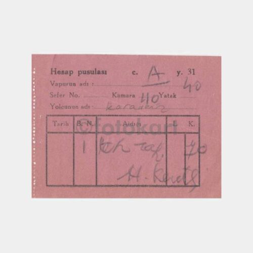 1972 Karadeniz Vapuru Hesap Pusulası