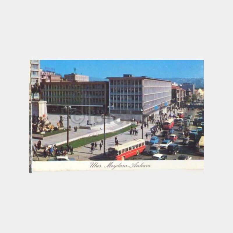 Ankara Ulus Meydanı Kırmızı Otobüsler Kartpostal