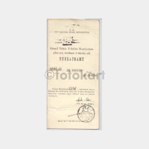 1977 PTT Ankara-Gar Damgalı Radyo Ruhsatnamesi
