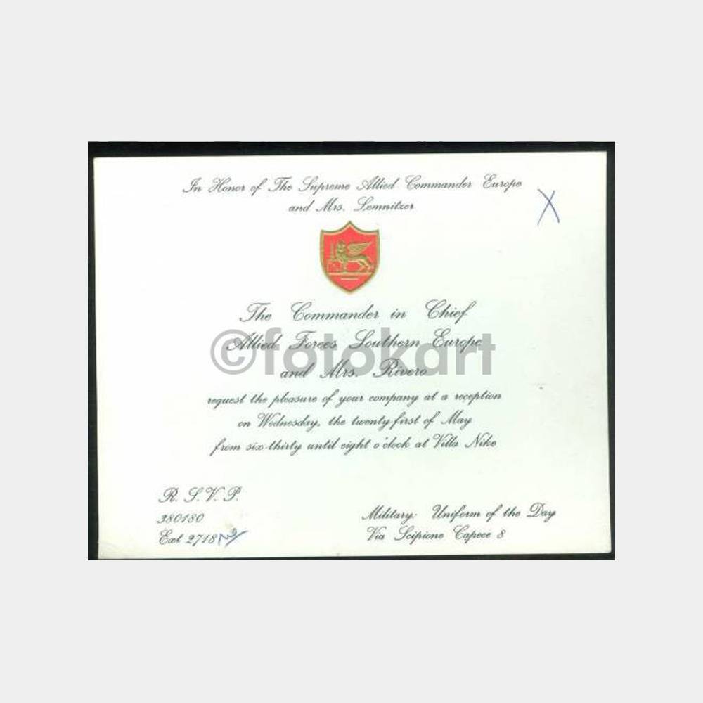 1969 Güney Avrupa Ordu - Konsolosluk Davetiyesi