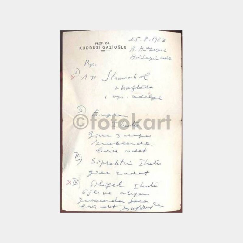 1982 Prof. Dr. Kuddusi Gazioğlu Reçetesi