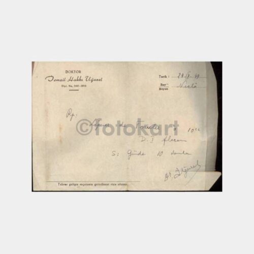 1949 Dr. İsmail Hakkı Uğurel Reçetesi