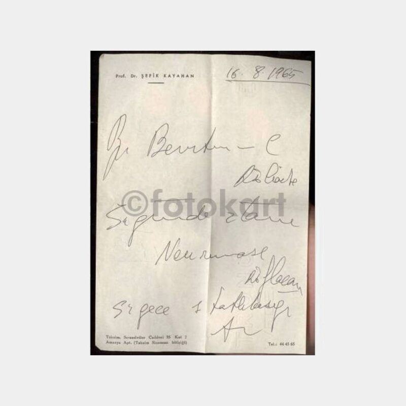 1965 Prof. Dr. Şefik Kayahan Reçetesi