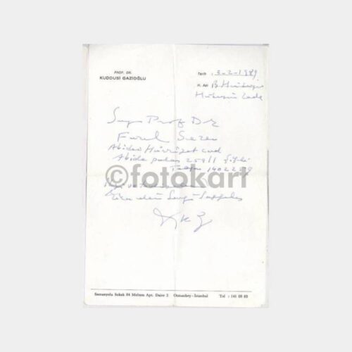 1989 Prof. Dr. Kuddusi Gazioğlu Reçetesi