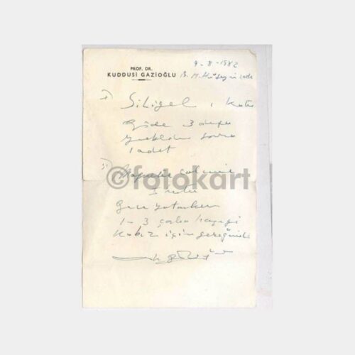 1982 Prof. Dr. Kuddusi Gazioğlu Reçetesi