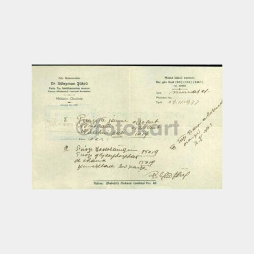 1933 Göz Dr. Süleyman Şükrü Reçetesi - Babıali
