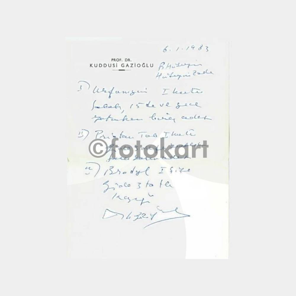 1983 Prof. Dr. Kuddusi Gazioğlu Reçetesi