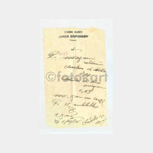 1936 İstanbul Vilayeti Verem Dispanser Reçetesi