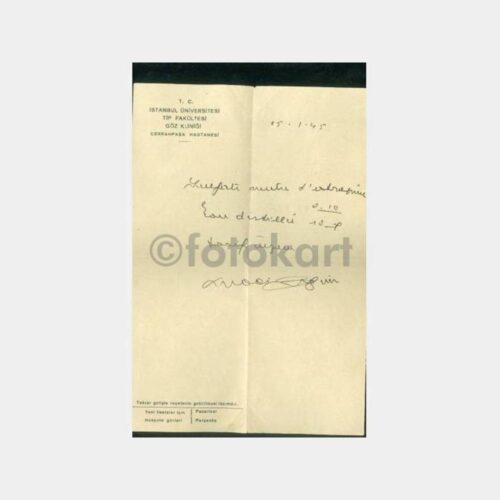 1945 Cerrahpaşa Göz Hastane Reçetesi