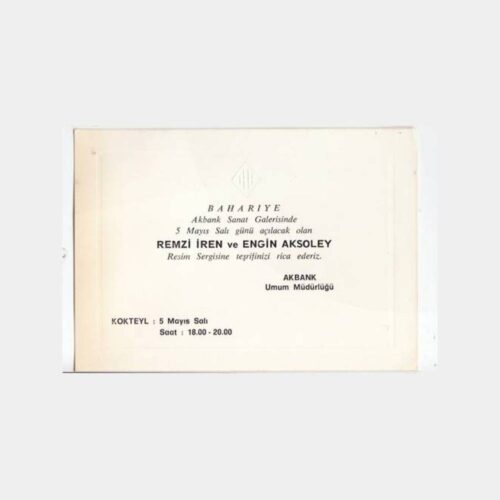 1983 Remzi İren - Engin Aksoley Sergi Davetiyesi