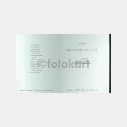 1987 Artisan Sergi Tebrik Kartı