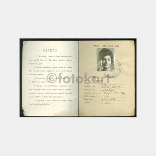 1964 Üsküdar Mithatpaşa Kız Sanat Okul Karnesi