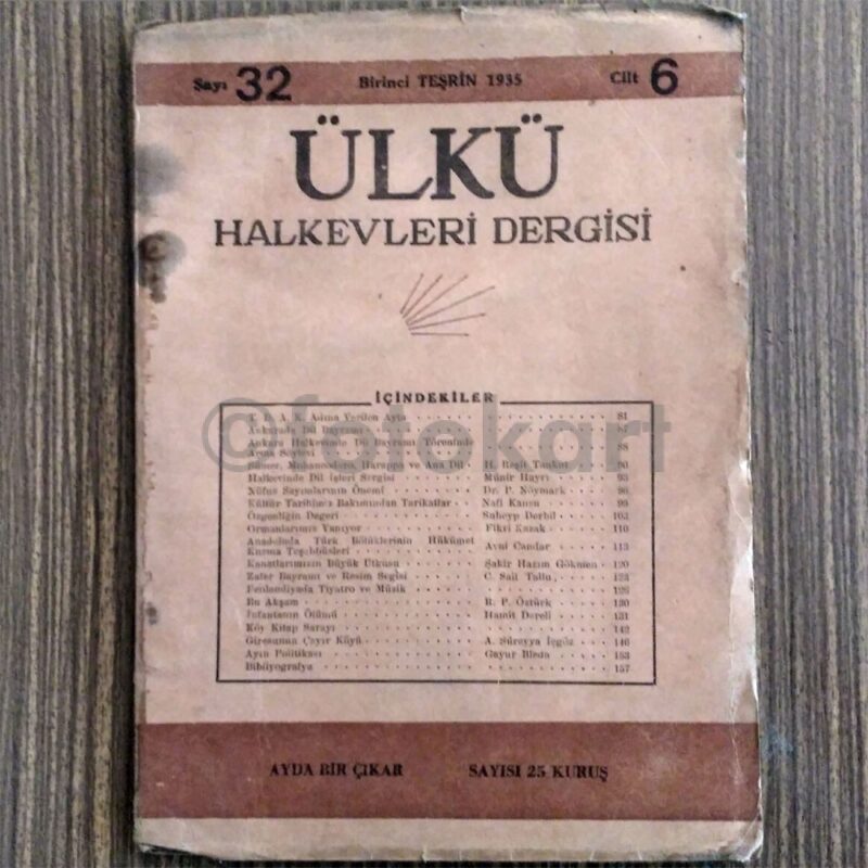 Ülkü Halkevleri Mecmuası, 1935 Sayı 32