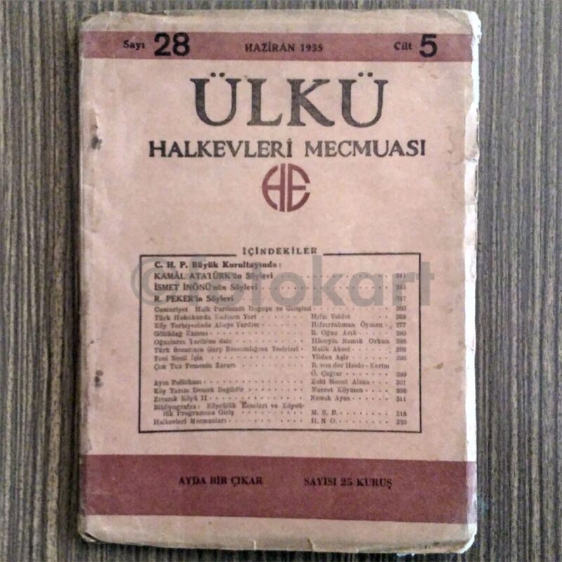 Ülkü Halkevleri Mecmuası, 1935 Sayı 28