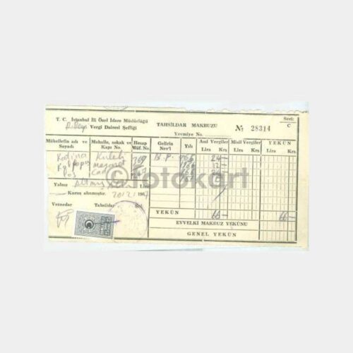 1967 Beylerbeyi Vergi Dairesi Makbuzu