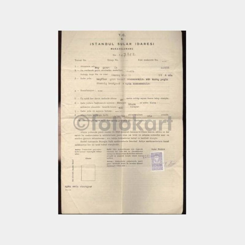1941 Beyoğlu - Sular İdaresi Sözleşmesi