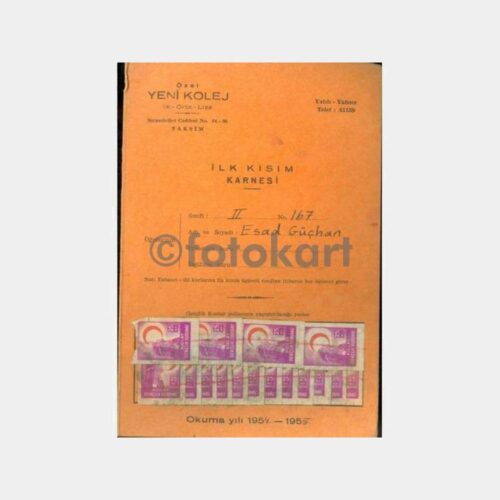 1954 Beyoğlu Özel Yeni Kolej Karnesi