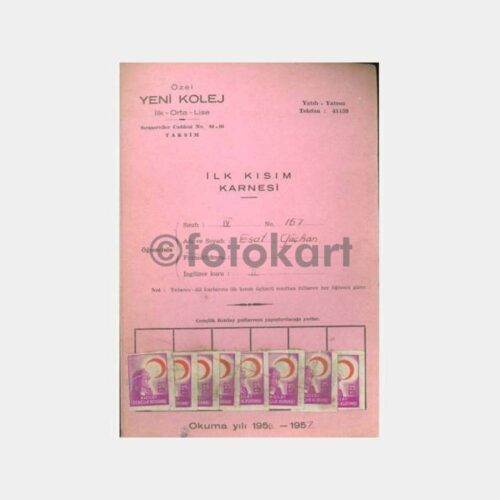 1956 Beyoğlu Özel Yeni Kolej Karnesi