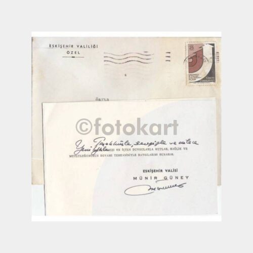 1975 Eskişehir Valisi Münir Güney Tebrik Kartı