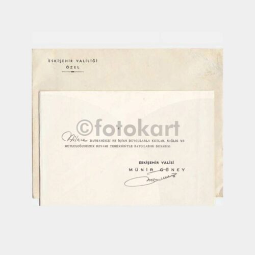 1975 Eskişehir Valisi Münir Güney Tebrik Kartı