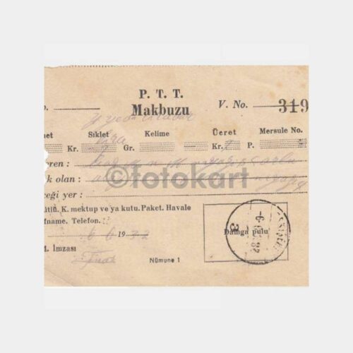 1932 Eskişehir PTT Posta Makbuzu