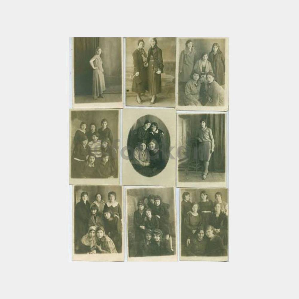 1930 Kız Öğrenciler 14 Adet Stüdyo Fotoğrafları