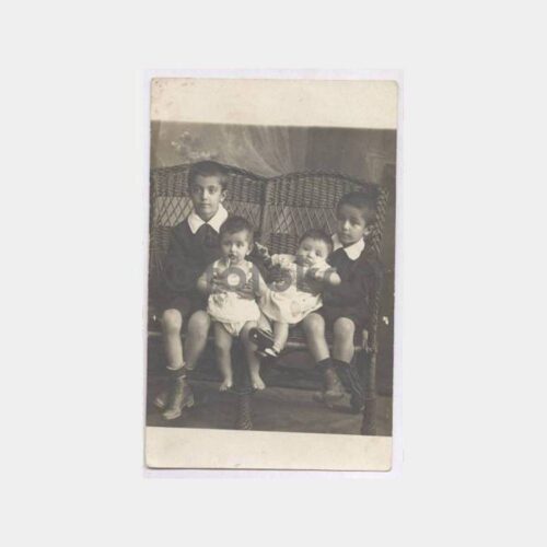 1930 Okul Çocuklar Kardeşler Stüdyo Fotoğraf