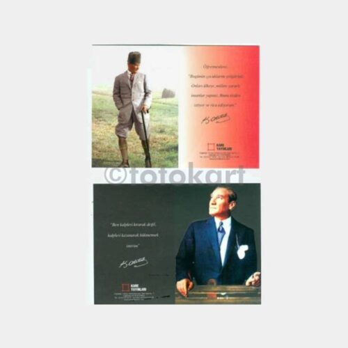 1990 Atatürk Konulu 2 Adet Kabartma Kartpostal