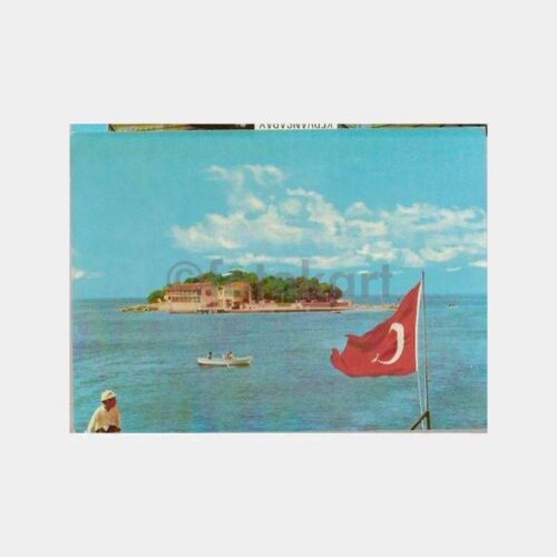 Erdek Ada ve Bayrak Konulu Kartpostal