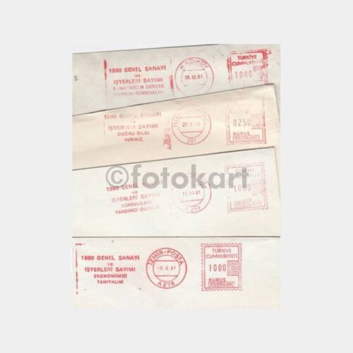 1980 Sayım Konulu Flam Damgalı 4 Adet Zarf