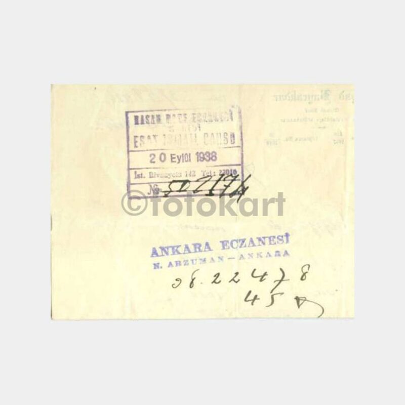 1938 Ankara Numune Hastanesi Göz Doktoru Reçetesi - Görsel 2