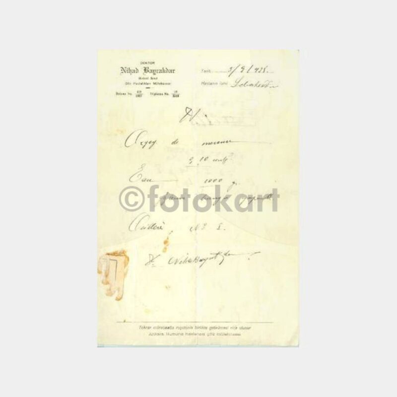 1938 Ankara Numune Hastanesi Göz Doktoru Reçetesi