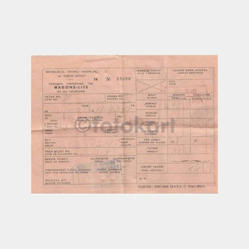 1971 Tren Ankara-Haydarpaşa Yolcu Bileti