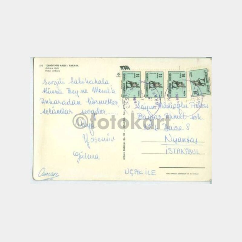 1970 Ankara Oteli Görünüş Damgalı Kartpostal - Görsel 2