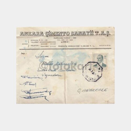 1962 Ankara Çimento Damgalı Posta Zarf