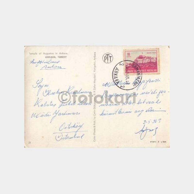 1963 Ankara Samanpazarı Damgalı Kartpostal