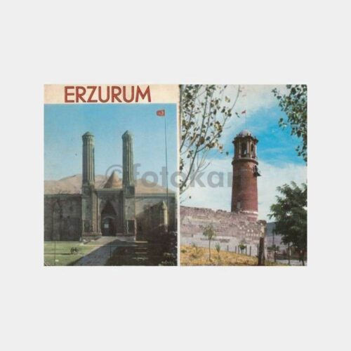 1975 Erzurum Çifte Minare - Saat Kulesi Görünüş Kartpostal