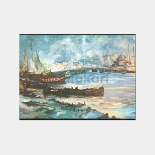 1970 Haliç Mavnalar Tablo -İstanbul Bankası- Tebrik Kartı