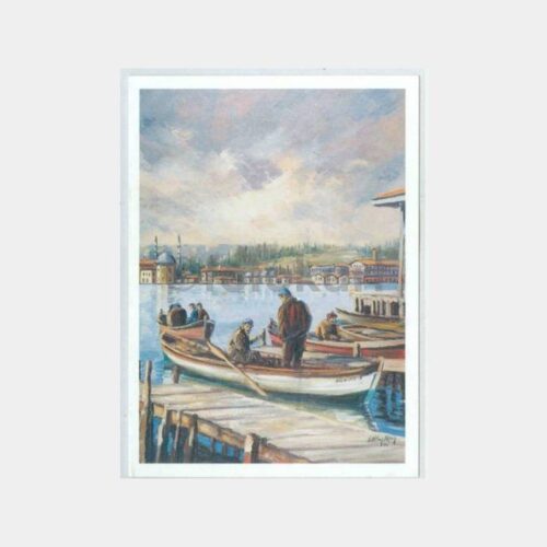 1990 Ressam Oktay Aksoy - Eyüp Haliç Tebrik Kartı