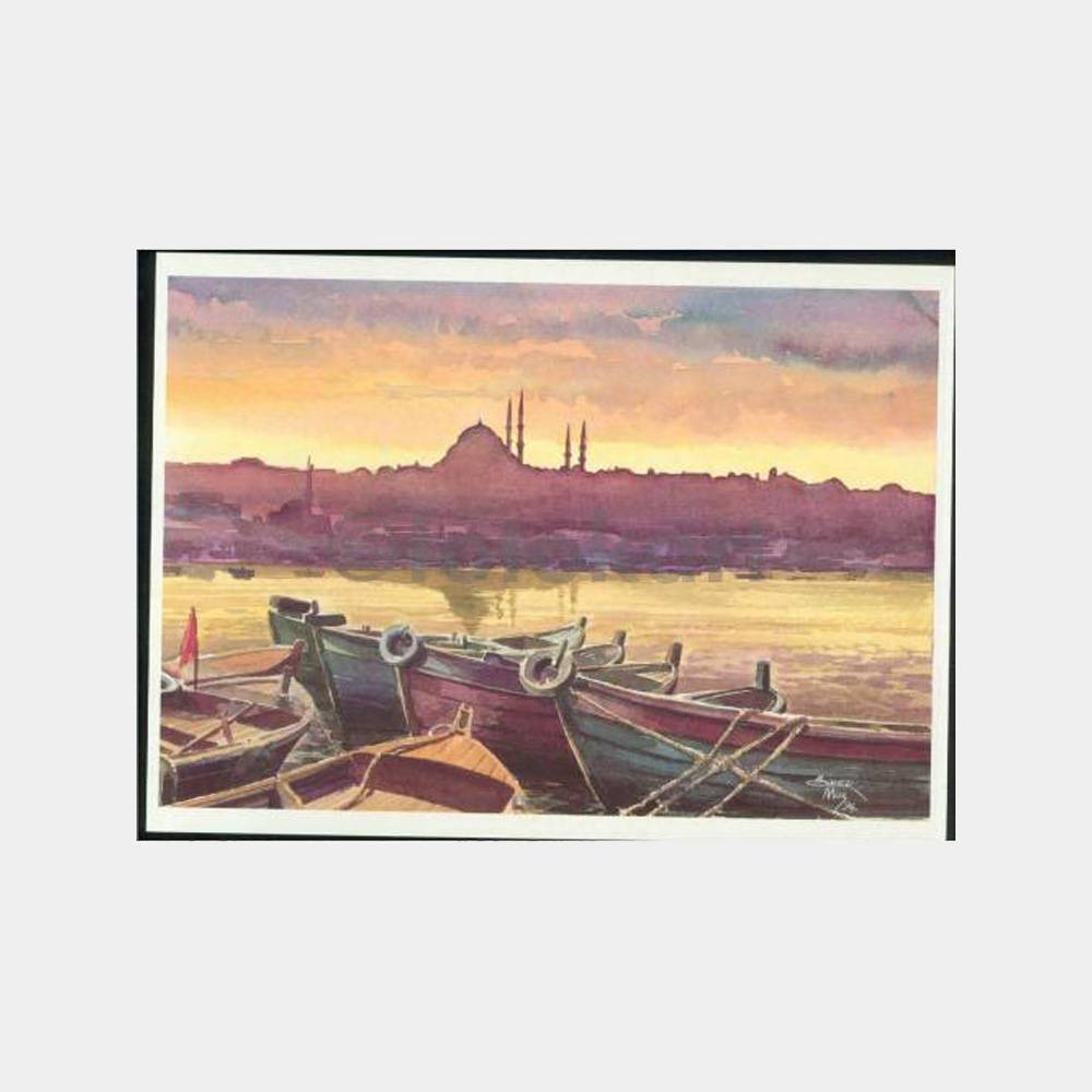 1996 İstanbul Haliç Sandallar - Ressam Tablo Kartı
