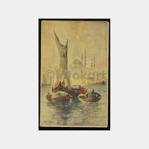 1930 Haliç Kayıklar Tablo Konulu Kartpostal