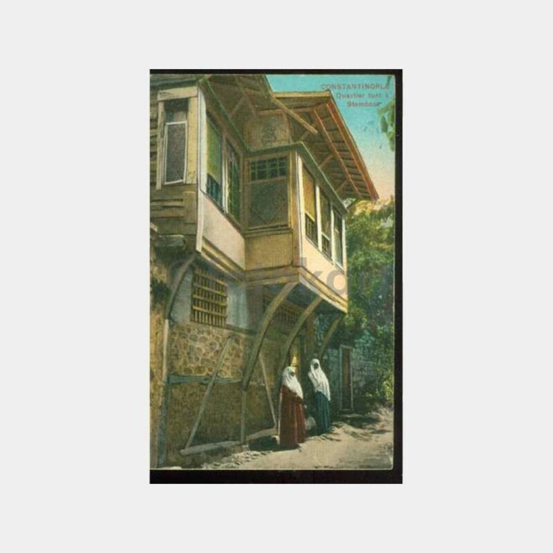 1915 İstanbul Tarihi Evler Sokak Kartpostal